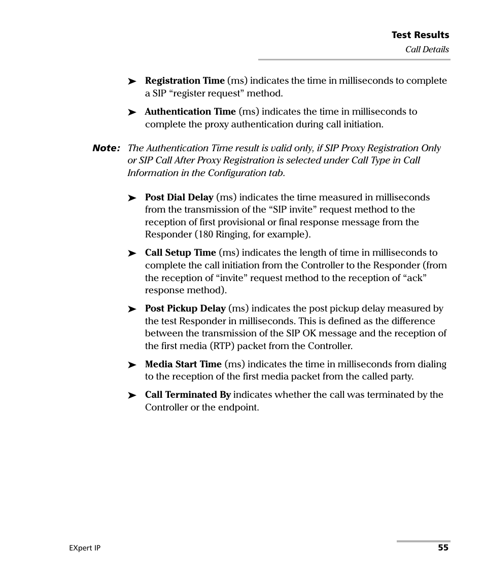 EXFO EXpert VoIP Test Tools User Manual | Page 61 / 107