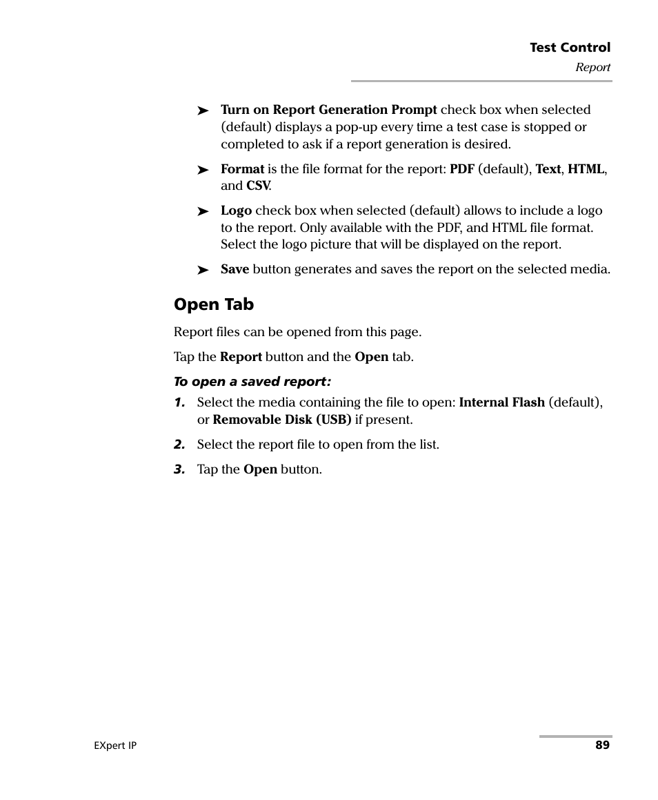 Open tab | EXFO EXpert VoIP Test Tools User Manual | Page 95 / 107