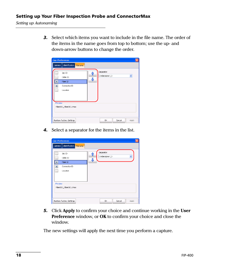 EXFO FIP-400 Fiber Inspection Probe and ConnectorMax User Manual | Page 24 / 78