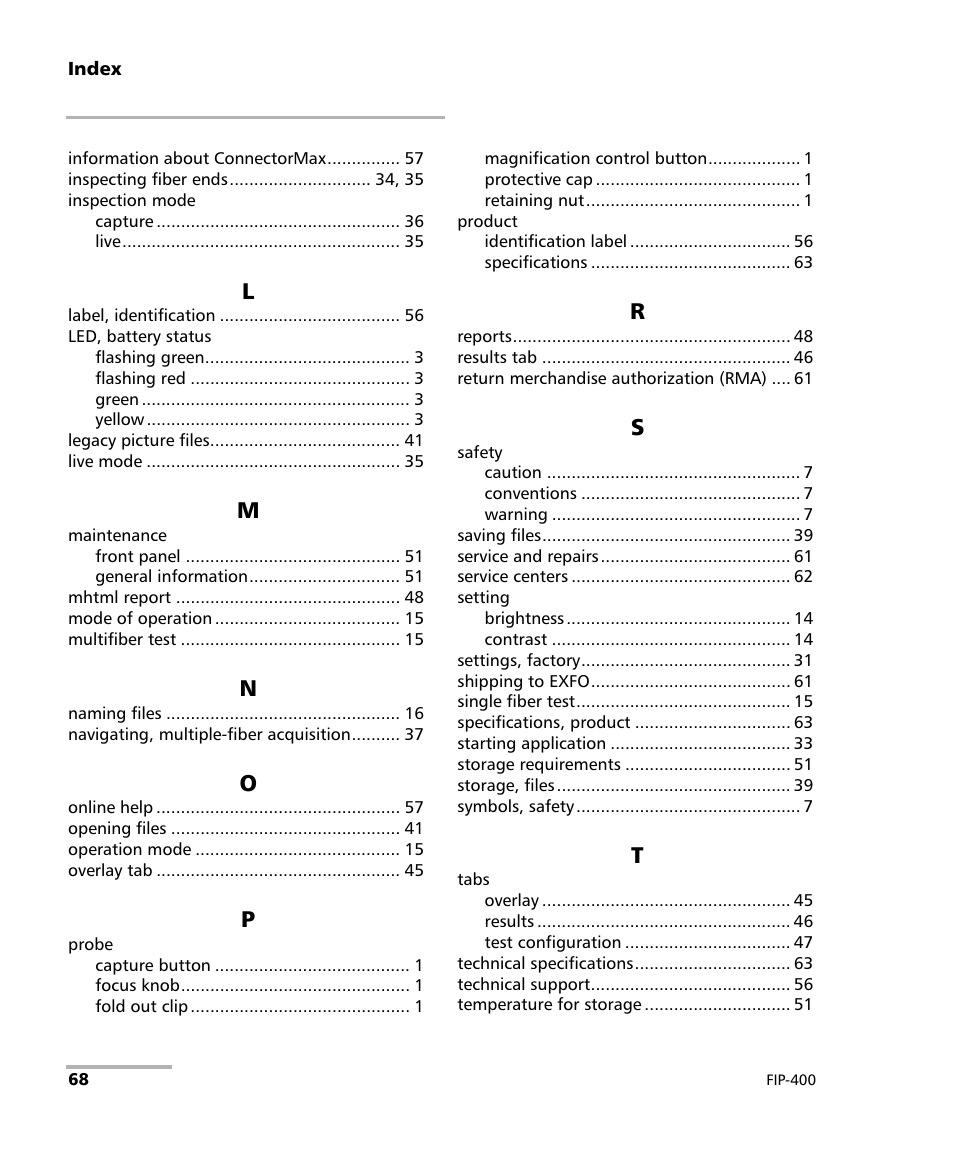 EXFO FIP-400 Fiber Inspection Probe and ConnectorMax User Manual | Page 74 / 78