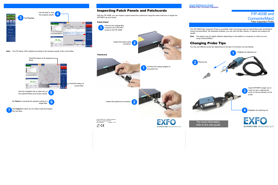 EXFO FIP-400B Fiber Inspection Probe Multifiber User Manual | 2 pages