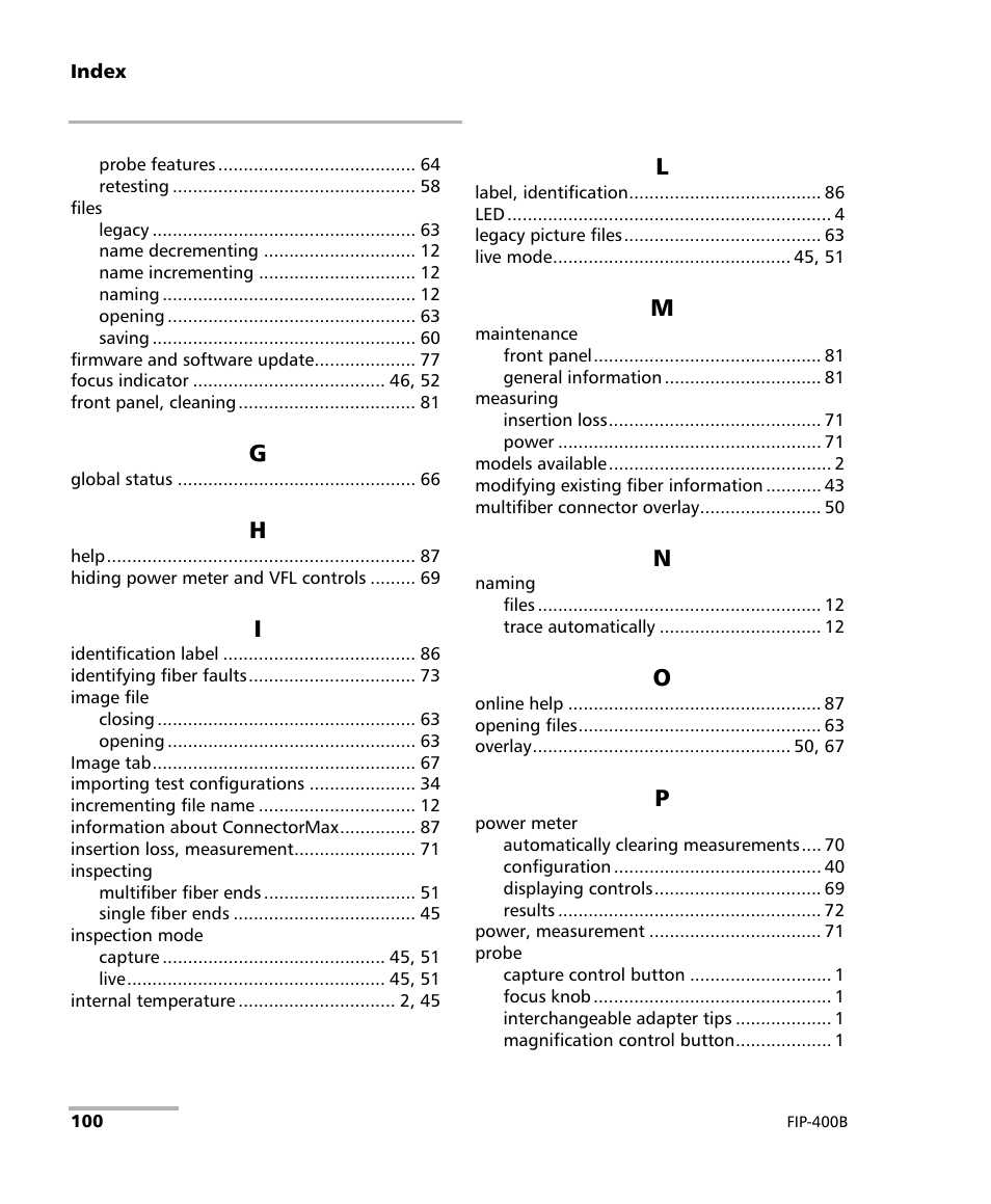 EXFO FIP-400B Fiber Inspection Probe and ConnectorMax2 User Manual | Page 106 / 111