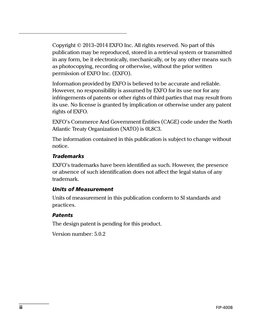 EXFO FIP-400B Fiber Inspection Probe and ConnectorMax2 User Manual | Page 2 / 111