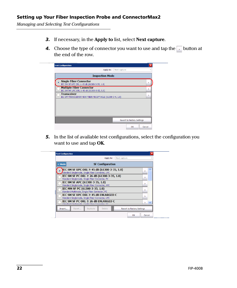 EXFO FIP-400B Fiber Inspection Probe and ConnectorMax2 User Manual | Page 28 / 111