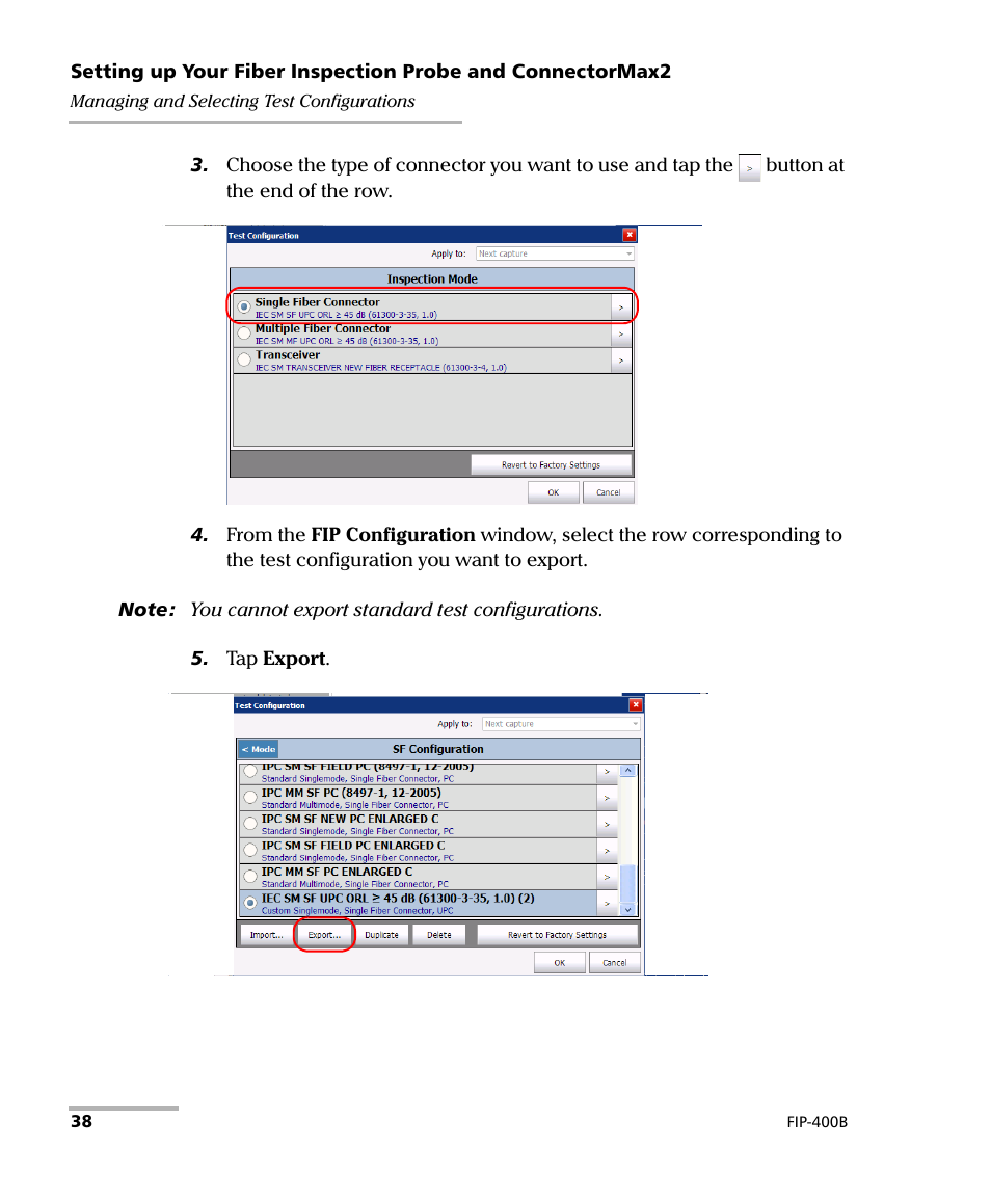 EXFO FIP-400B Fiber Inspection Probe and ConnectorMax2 User Manual | Page 44 / 111