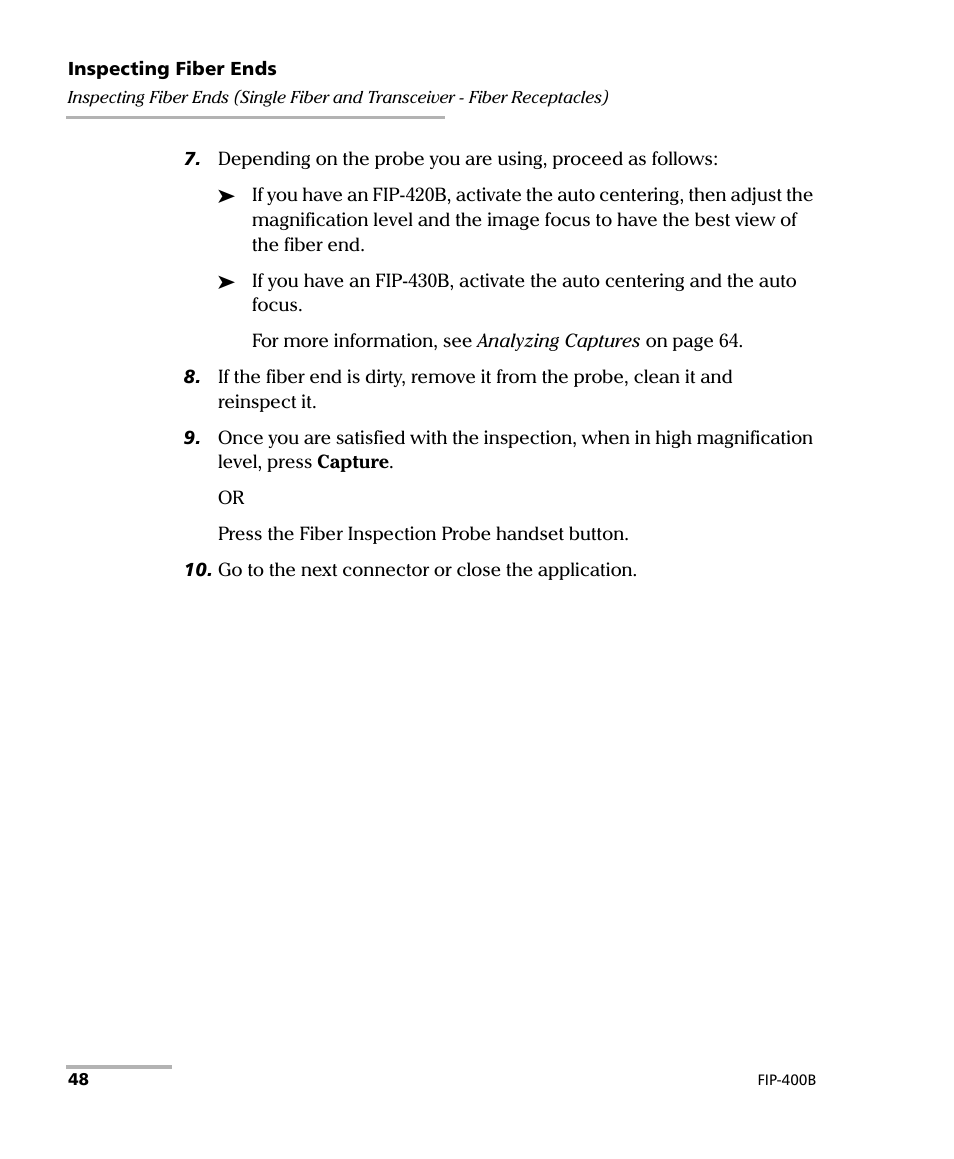 EXFO FIP-400B Fiber Inspection Probe and ConnectorMax2 User Manual | Page 54 / 111