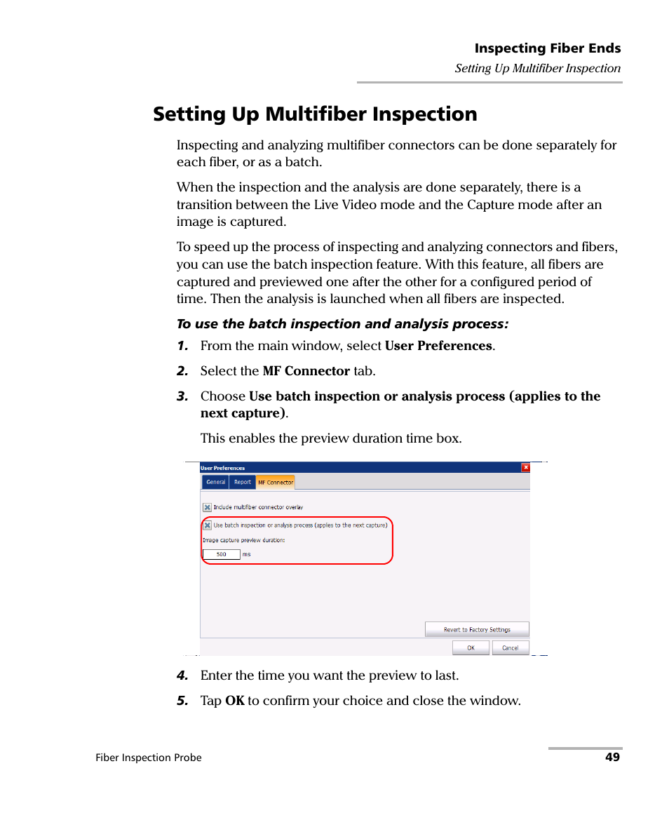 Setting up multifiber inspection | EXFO FIP-400B Fiber Inspection Probe and ConnectorMax2 User Manual | Page 55 / 111