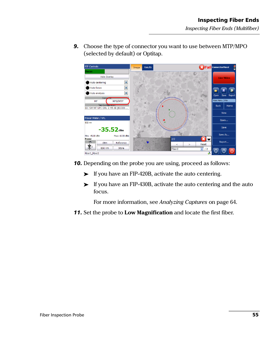 EXFO FIP-400B Fiber Inspection Probe and ConnectorMax2 User Manual | Page 61 / 111