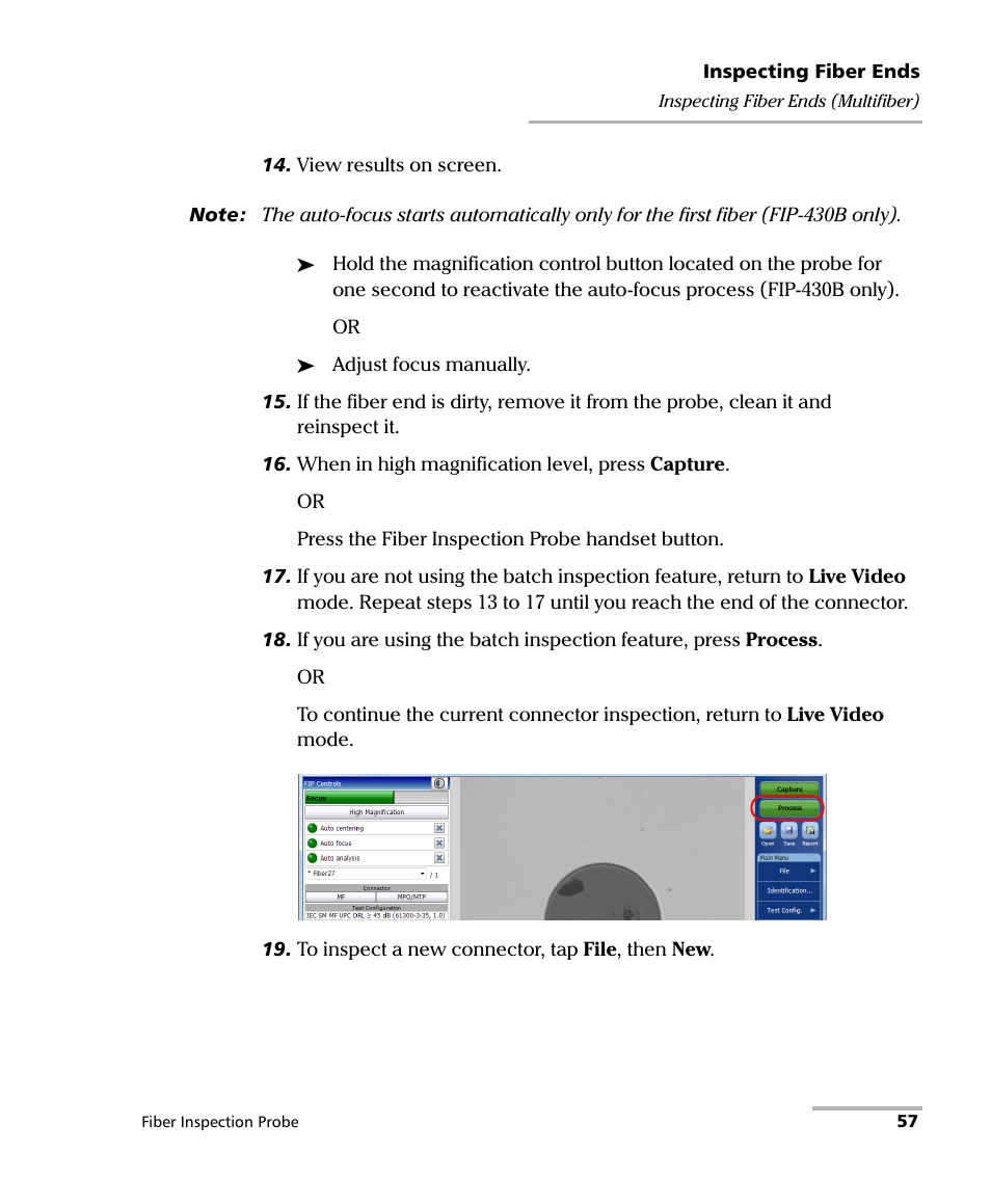 EXFO FIP-400B Fiber Inspection Probe and ConnectorMax2 User Manual | Page 63 / 111