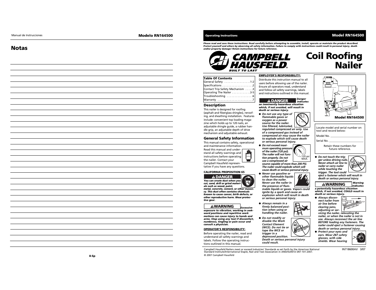 Campbell Hausfeld RN164500 User Manual | 12 pages