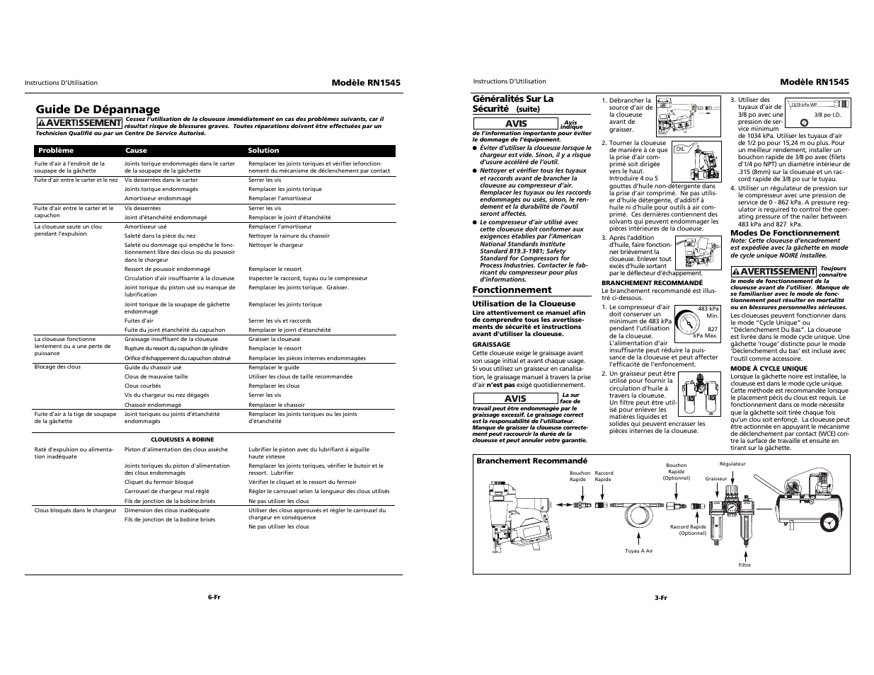 Guide de dépannage | Campbell Hausfeld RN164500 User Manual | Page 11 / 12