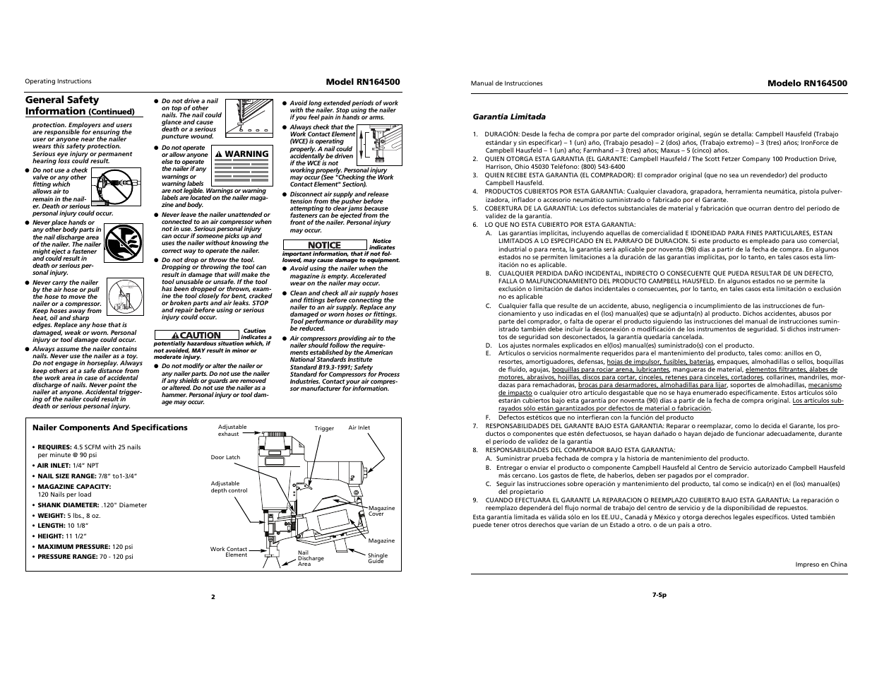 Campbell Hausfeld RN164500 User Manual | Page 2 / 12