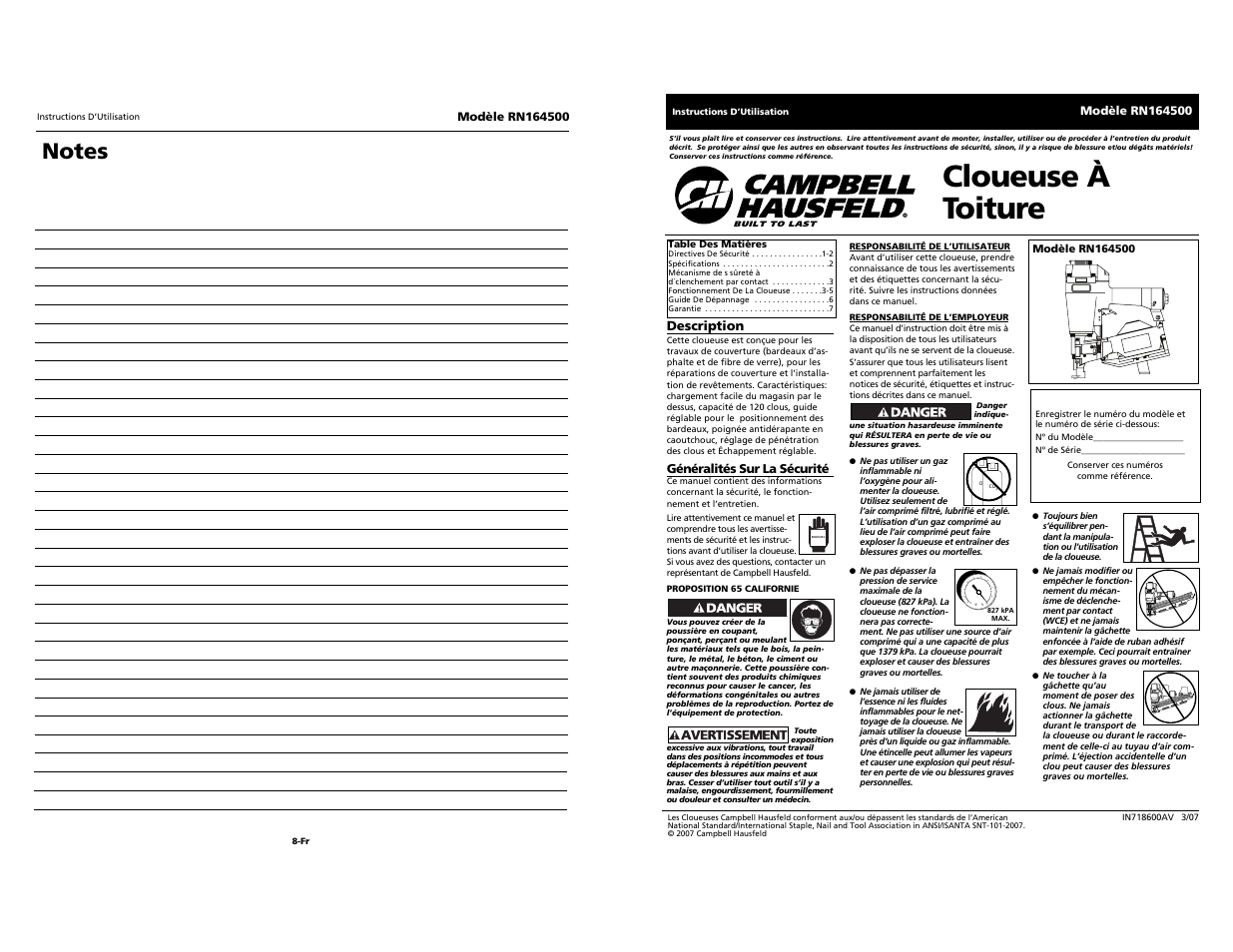 Cloueuse à toiture | Campbell Hausfeld RN164500 User Manual | Page 9 / 12