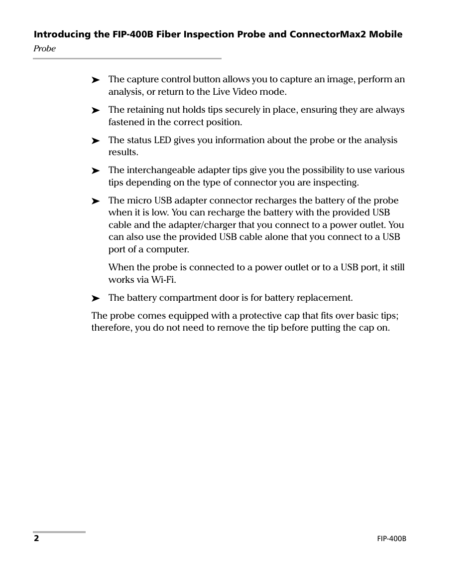 EXFO FIP-425B/435B Fiber Inspection Probe and ConnectorMax2 Mobile User Manual | Page 10 / 103