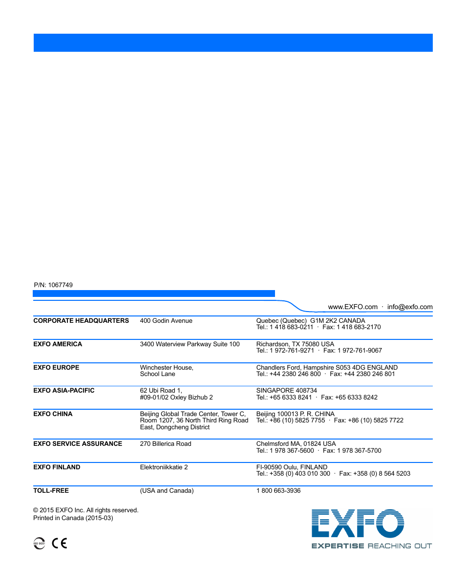 EXFO FIP-425B/435B Fiber Inspection Probe and ConnectorMax2 Mobile User Manual | Page 103 / 103