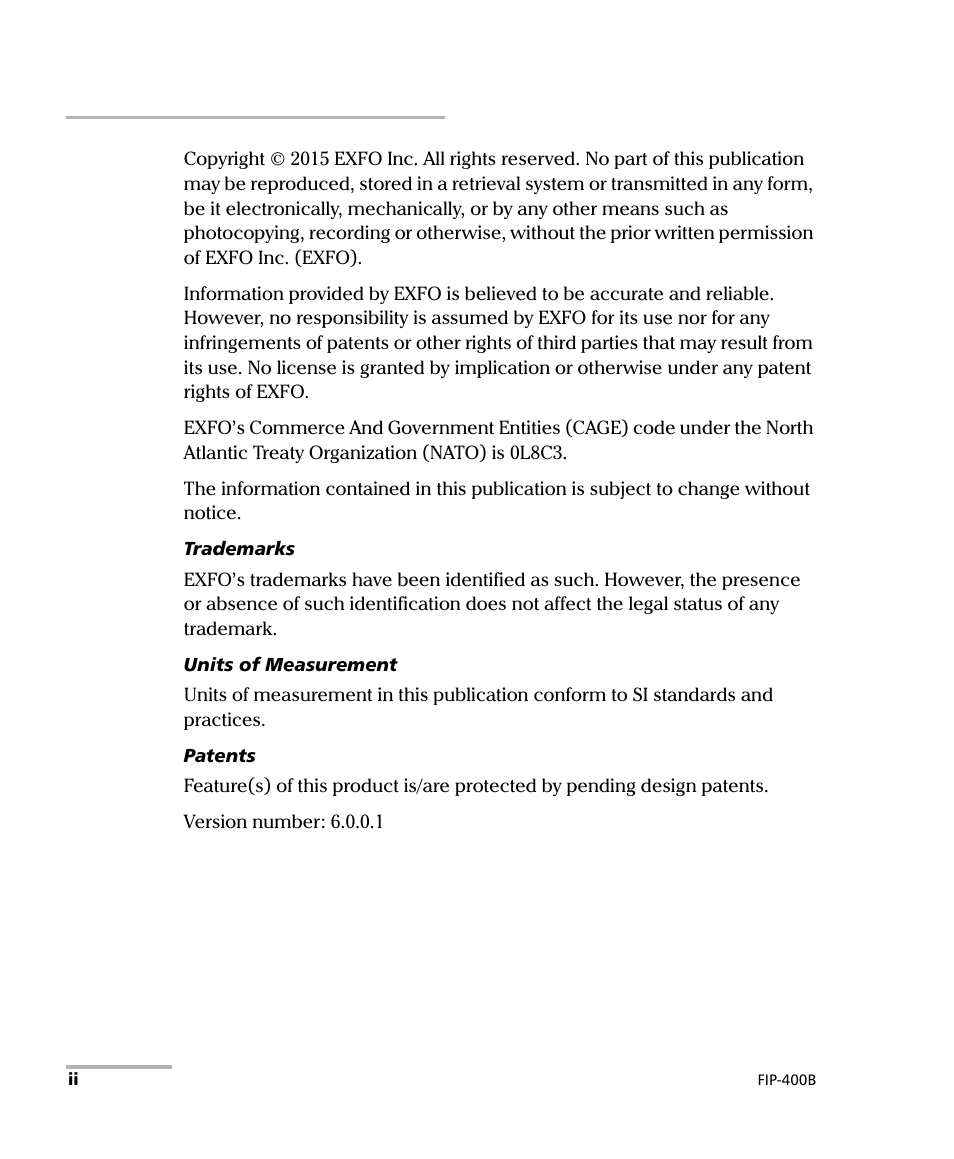 EXFO FIP-425B/435B Fiber Inspection Probe and ConnectorMax2 Mobile User Manual | Page 2 / 103