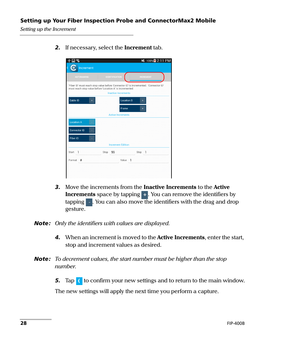 EXFO FIP-425B/435B Fiber Inspection Probe and ConnectorMax2 Mobile User Manual | Page 36 / 103