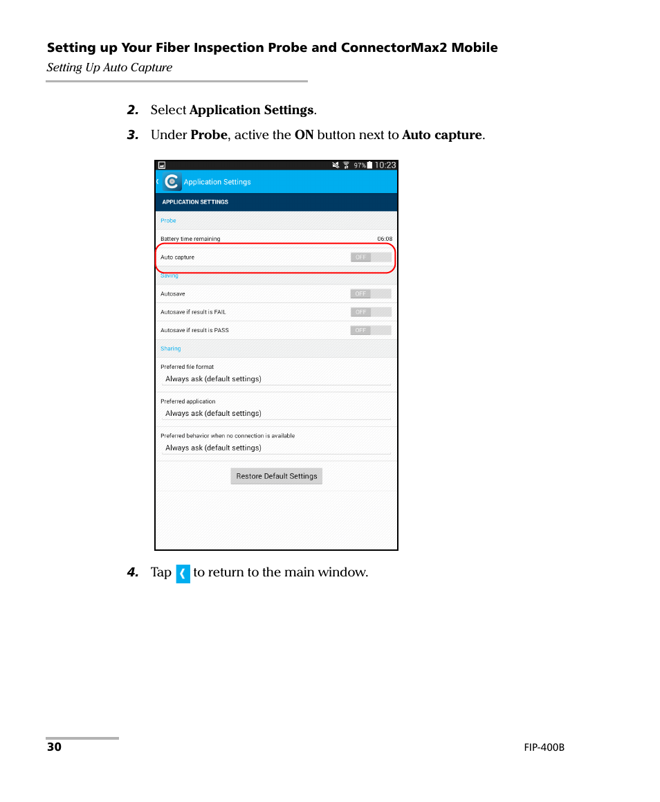 EXFO FIP-425B/435B Fiber Inspection Probe and ConnectorMax2 Mobile User Manual | Page 38 / 103