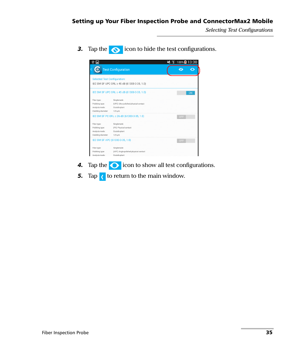 EXFO FIP-425B/435B Fiber Inspection Probe and ConnectorMax2 Mobile User Manual | Page 43 / 103