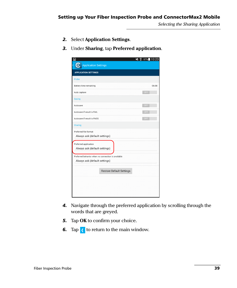 EXFO FIP-425B/435B Fiber Inspection Probe and ConnectorMax2 Mobile User Manual | Page 47 / 103