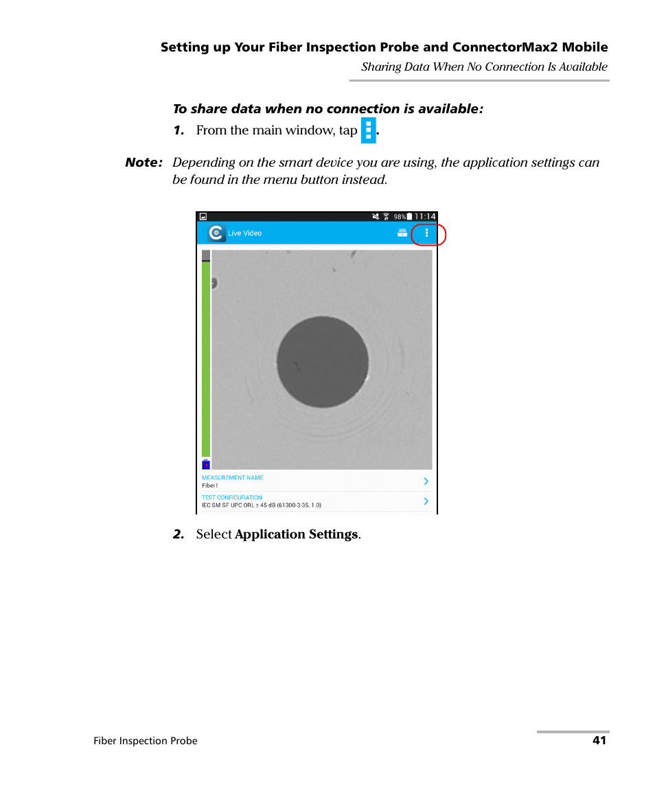 EXFO FIP-425B/435B Fiber Inspection Probe and ConnectorMax2 Mobile User Manual | Page 49 / 103