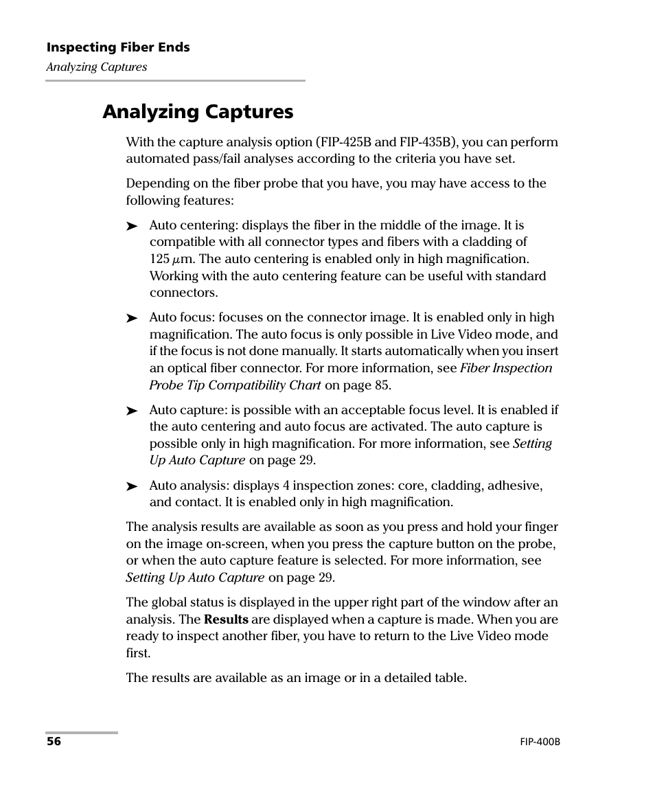 Analyzing captures | EXFO FIP-425B/435B Fiber Inspection Probe and ConnectorMax2 Mobile User Manual | Page 64 / 103