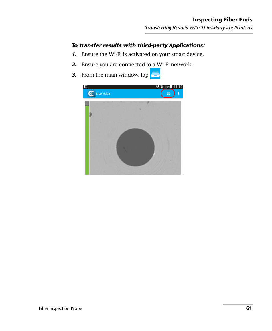 EXFO FIP-425B/435B Fiber Inspection Probe and ConnectorMax2 Mobile User Manual | Page 69 / 103