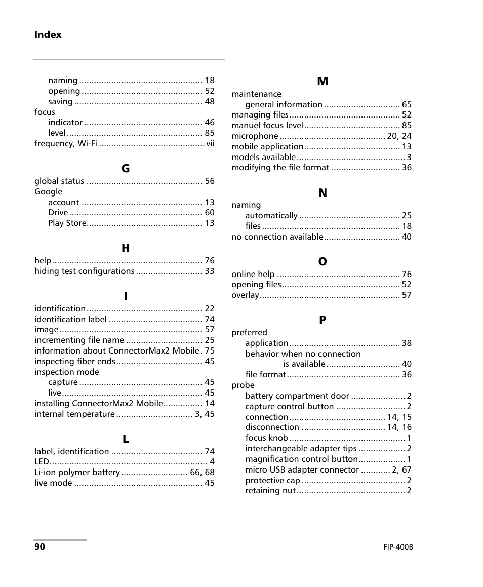 EXFO FIP-425B/435B Fiber Inspection Probe and ConnectorMax2 Mobile User Manual | Page 98 / 103