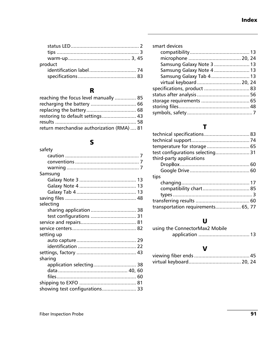 EXFO FIP-425B/435B Fiber Inspection Probe and ConnectorMax2 Mobile User Manual | Page 99 / 103