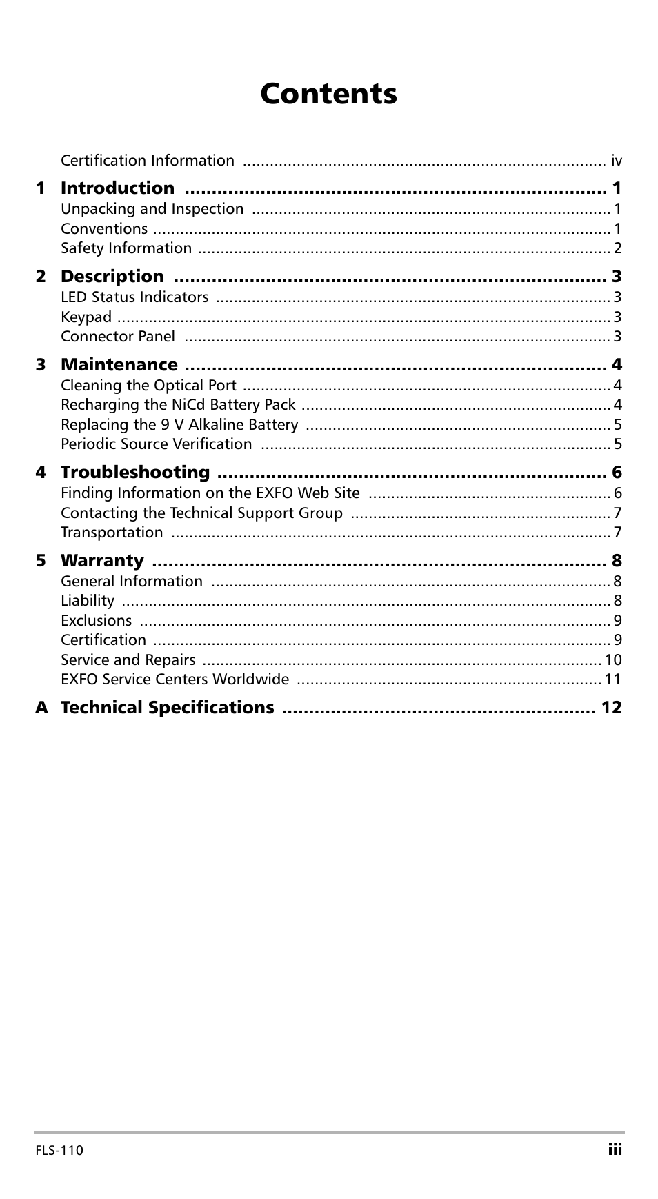 EXFO FLS-110 Optical Polarized Source User Manual | Page 3 / 18