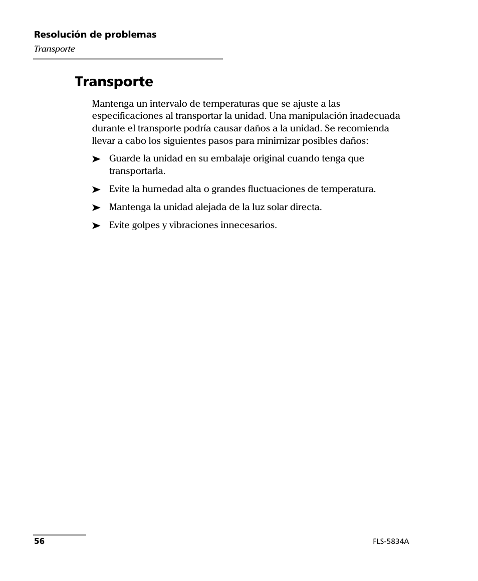 Transporte | EXFO FLS-5800 CD/PMD Analyzer Source User Manual | Page 62 / 106