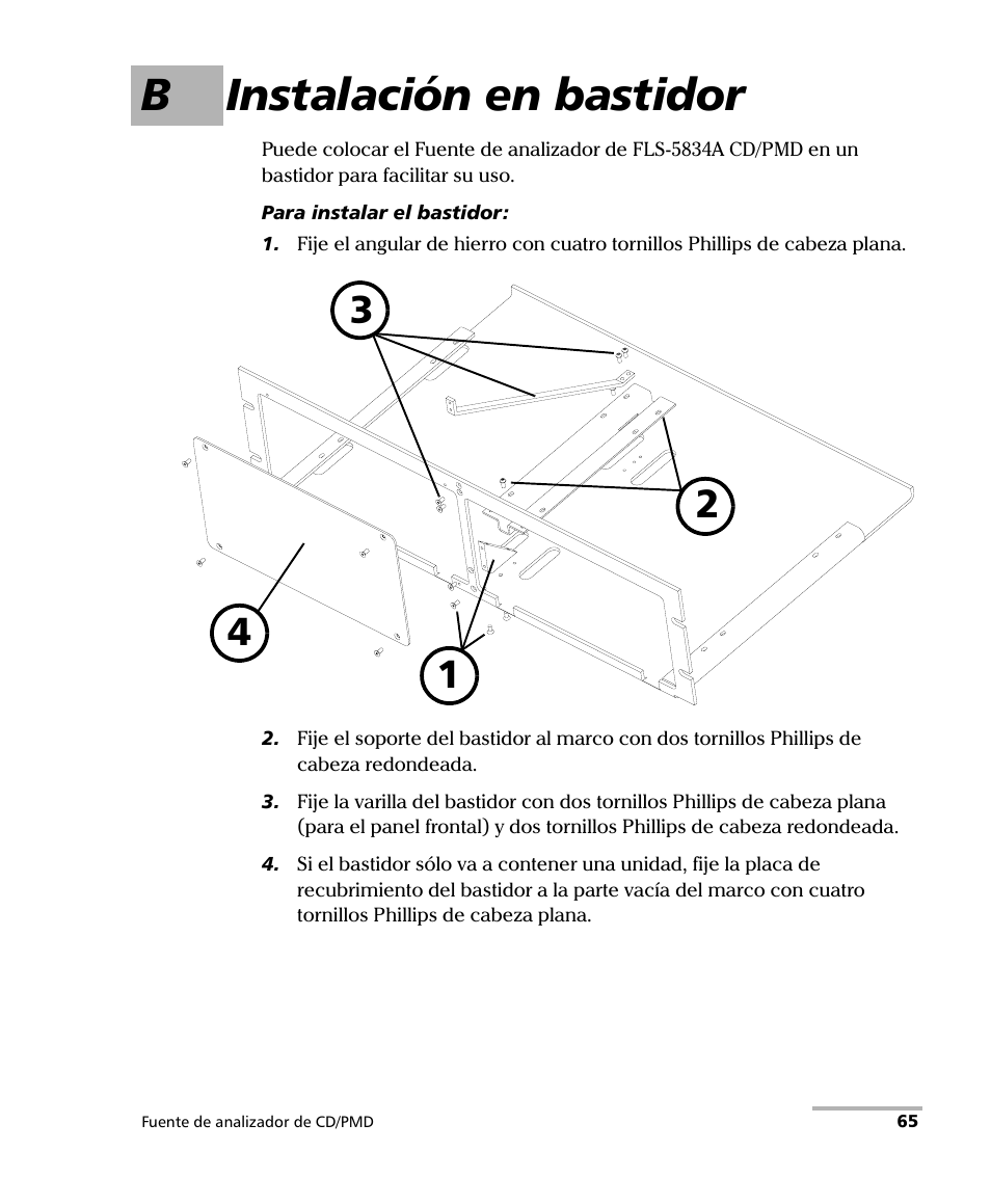 B instalación en bastidor | EXFO FLS-5800 CD/PMD Analyzer Source User Manual | Page 71 / 106