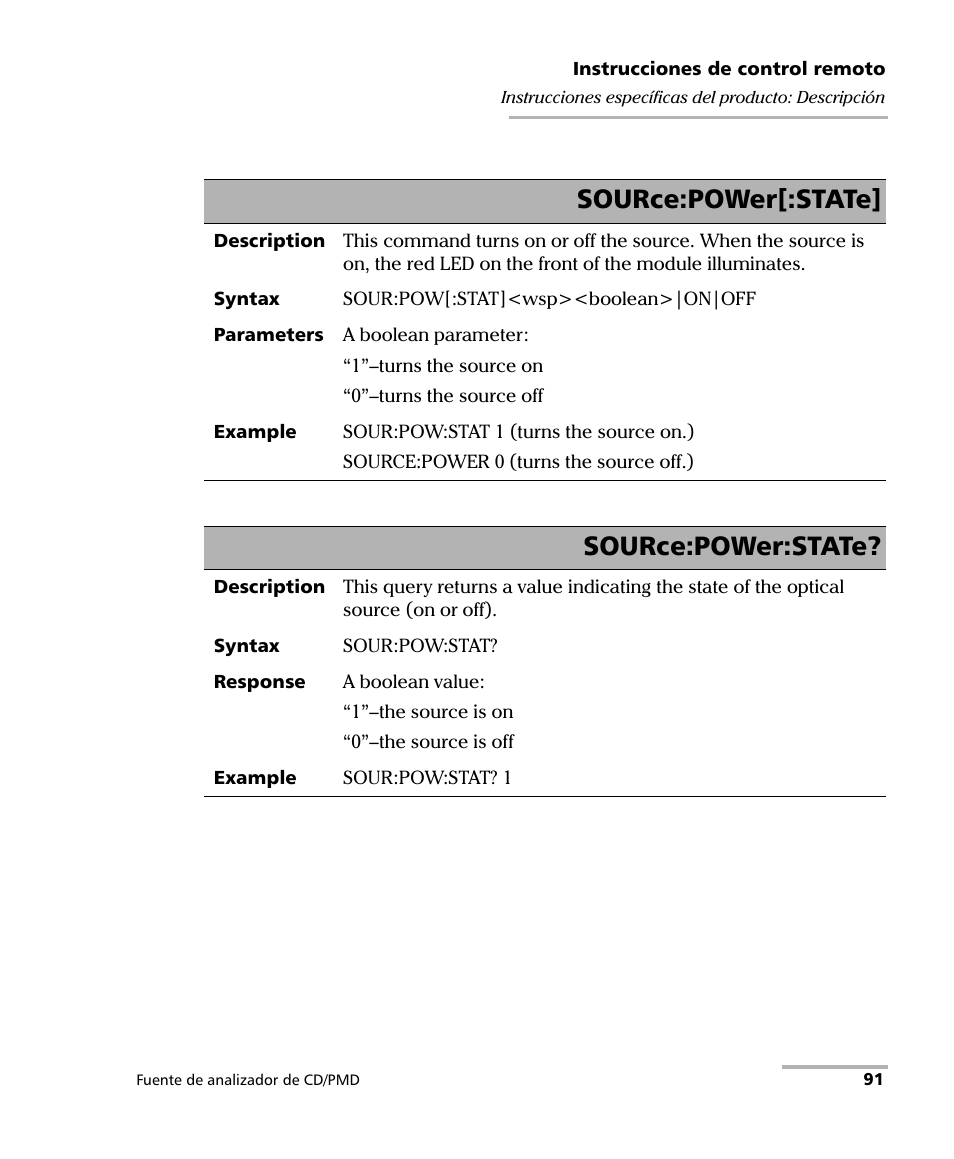 Source:power[:state, Source:power:state | EXFO FLS-5800 CD/PMD Analyzer Source User Manual | Page 97 / 106