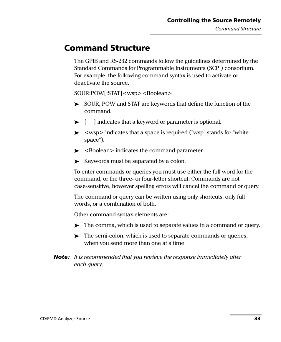 Command structure | EXFO FLS-5800 CD/PMD Analyzer Source User Manual | Page 39 / 98