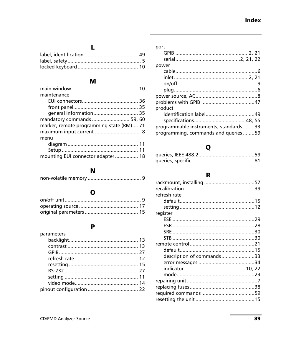 EXFO FLS-5800 CD/PMD Analyzer Source User Manual | Page 95 / 98