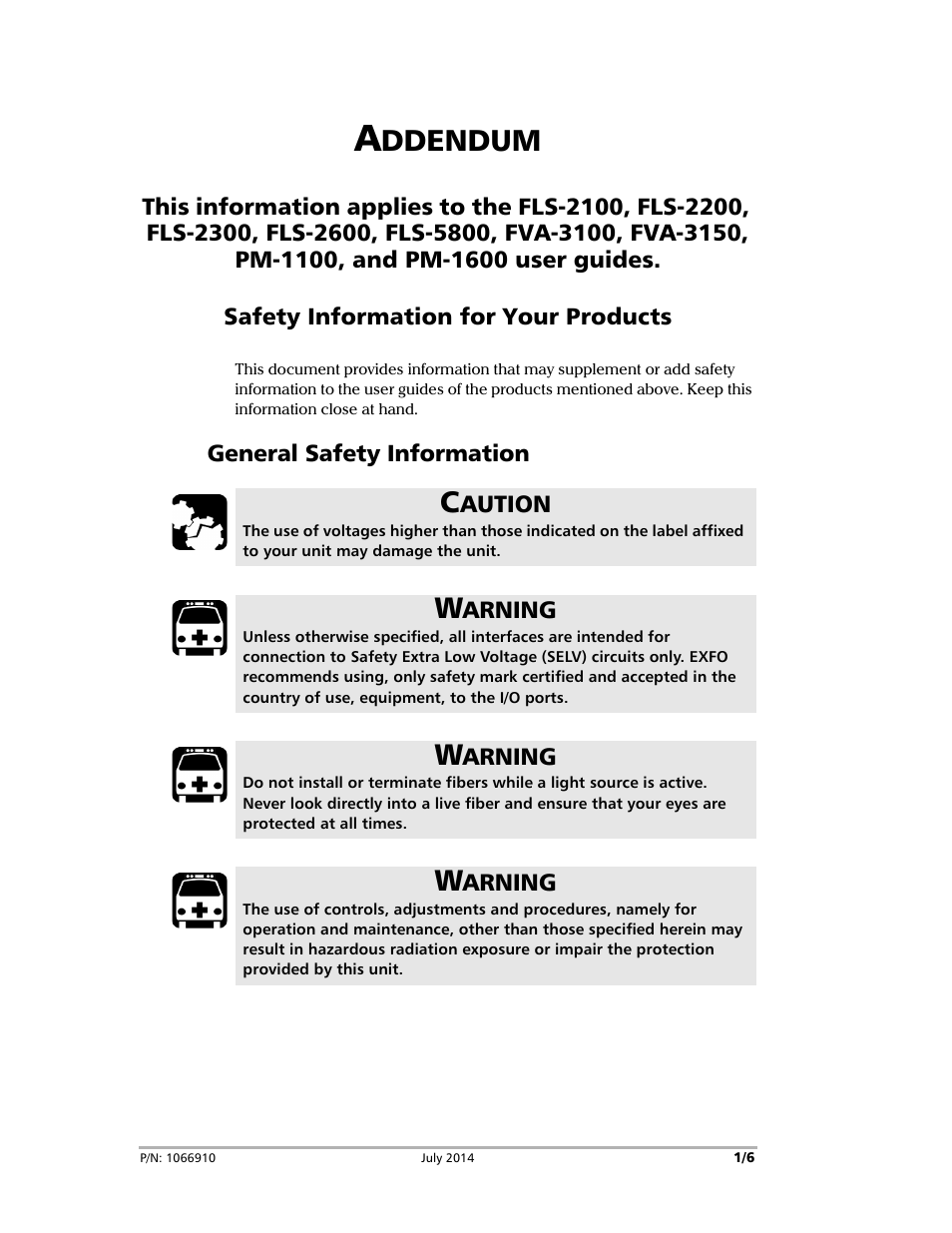 EXFO FVA-3150 User Manual | 6 pages
