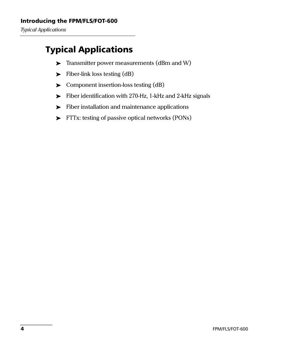 Typical applications | EXFO FPM-600 Power Meter User Manual | Page 10 / 79
