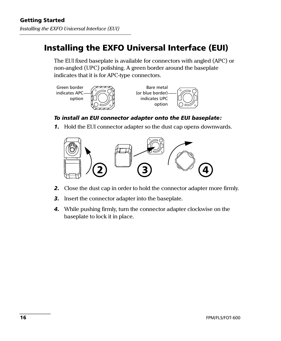 Installing the exfo universal interface (eui) | EXFO FPM-600 Power Meter User Manual | Page 22 / 79