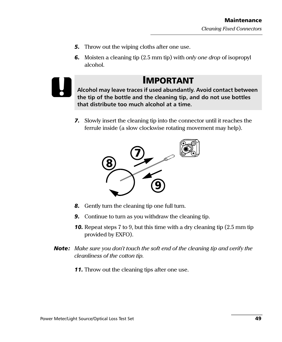 Mportant | EXFO FPM-600 Power Meter User Manual | Page 55 / 79