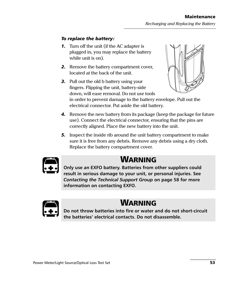 Arning | EXFO FPM-600 Power Meter User Manual | Page 59 / 79