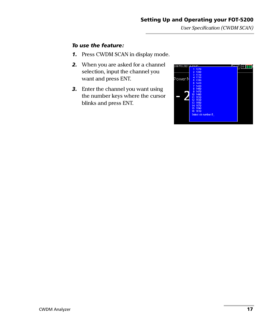 EXFO FOT-5200 Coarse Spectrum Analyzer User Manual | Page 23 / 47