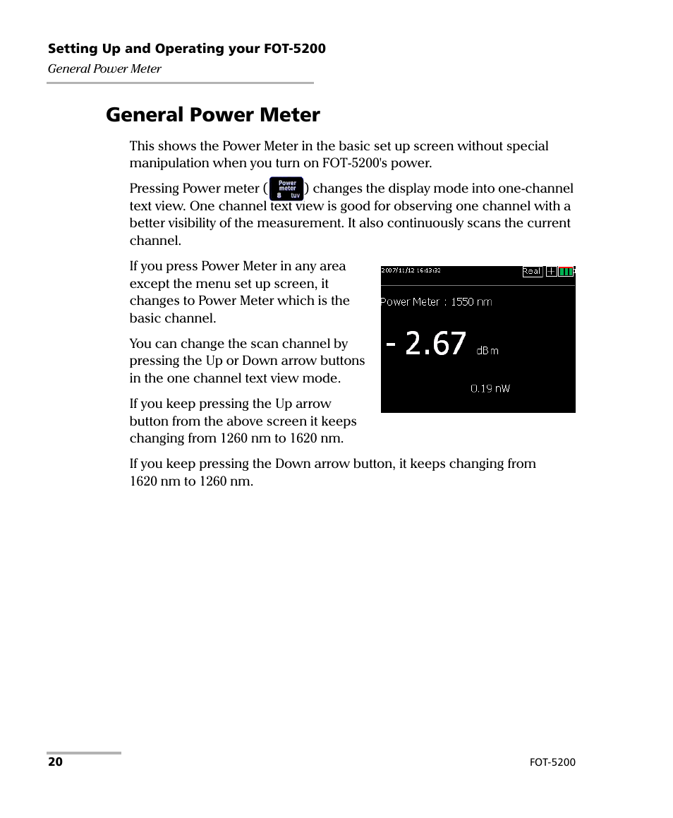 General power meter | EXFO FOT-5200 Coarse Spectrum Analyzer User Manual | Page 26 / 47