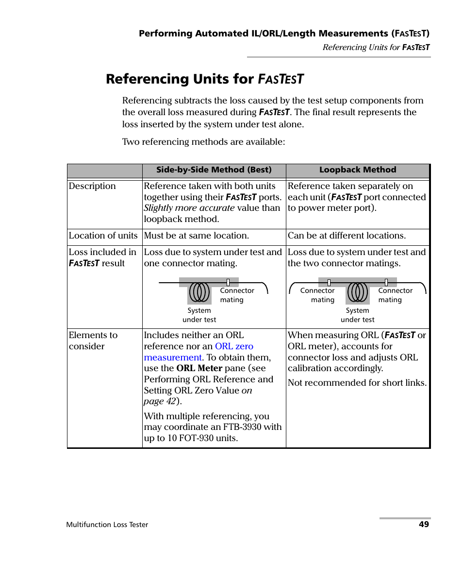 Referencing units for fastest, Referencing units for, Referencing units for f | EXFO FOT-930 Multifunction Loss Tester User Manual | Page 57 / 111