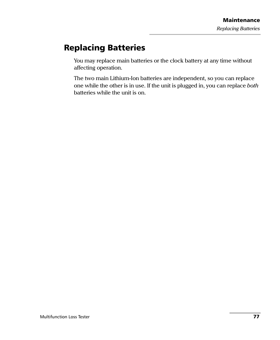 Replacing batteries | EXFO FOT-930 Multifunction Loss Tester User Manual | Page 85 / 111