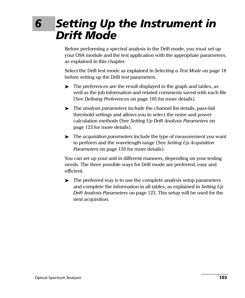 6 setting up the instrument in drift mode, 6setting up the instrument in drift mode | EXFO FTB -5240S/5240BP Optical Spectrum Analyzer for FTB 500 (NS-1434) User Manual | Page 111 / 537
