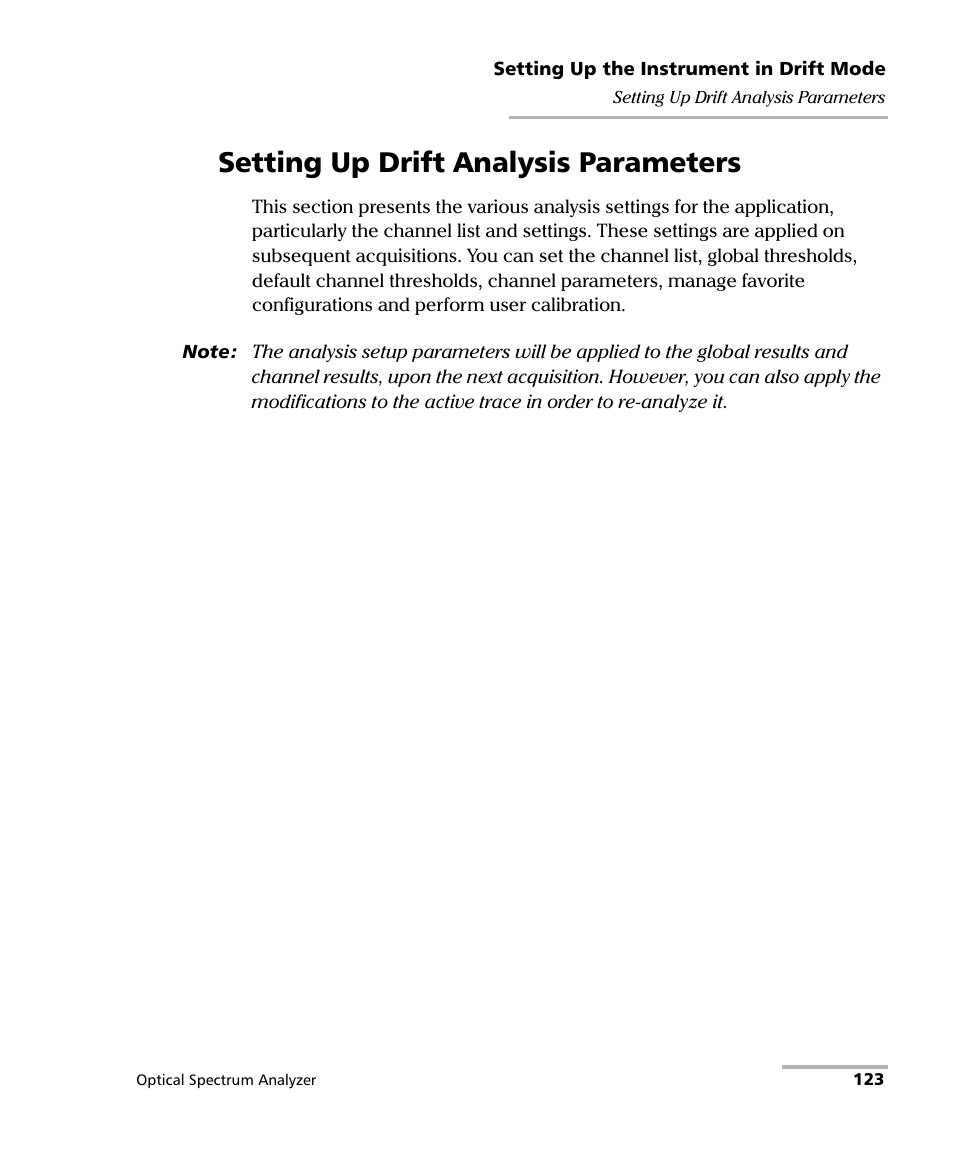 Setting up drift analysis parameters | EXFO FTB -5240S/5240BP Optical Spectrum Analyzer for FTB 500 (NS-1434) User Manual | Page 131 / 537