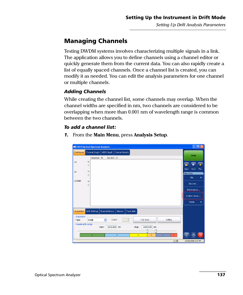 Managing channels | EXFO FTB -5240S/5240BP Optical Spectrum Analyzer for FTB 500 (NS-1434) User Manual | Page 145 / 537