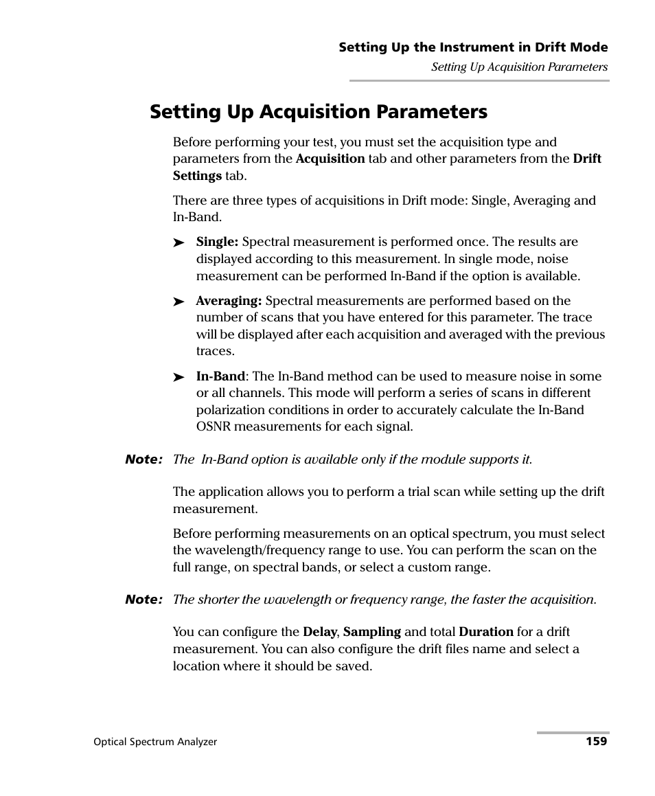 Setting up acquisition parameters | EXFO FTB -5240S/5240BP Optical Spectrum Analyzer for FTB 500 (NS-1434) User Manual | Page 167 / 537