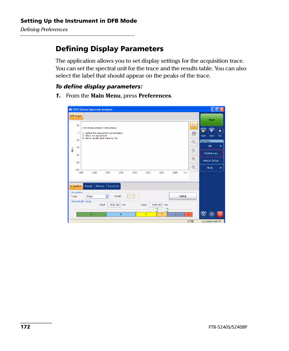 Defining display parameters | EXFO FTB -5240S/5240BP Optical Spectrum Analyzer for FTB 500 (NS-1434) User Manual | Page 180 / 537