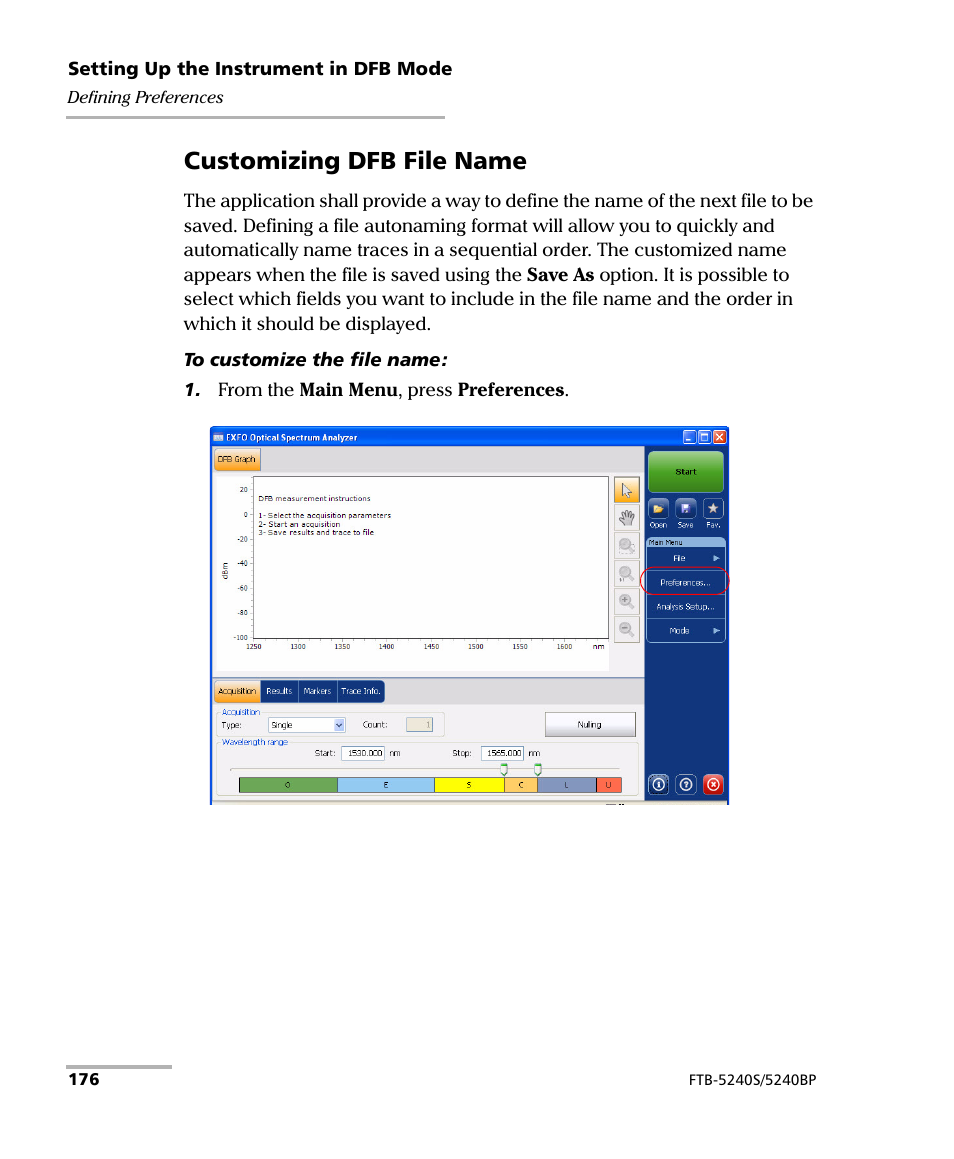 Customizing dfb file name | EXFO FTB -5240S/5240BP Optical Spectrum Analyzer for FTB 500 (NS-1434) User Manual | Page 184 / 537